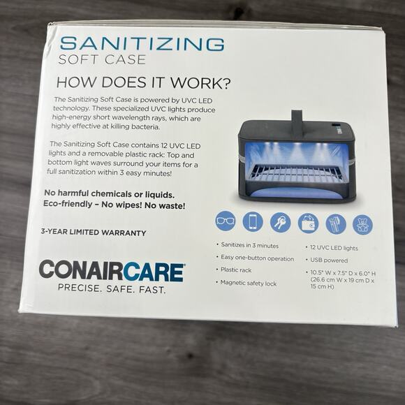 Conair Conaircare Sanitizing Soft Case Disinfect Everyday Items Chemical Free - Picture 4 of 16